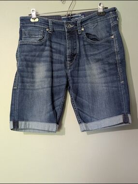 Flying Machine Blue Label Men's Denim Roll-Cuff Shorts Heritage